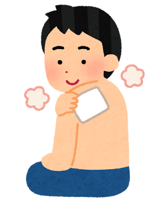 湿布を貼っている人