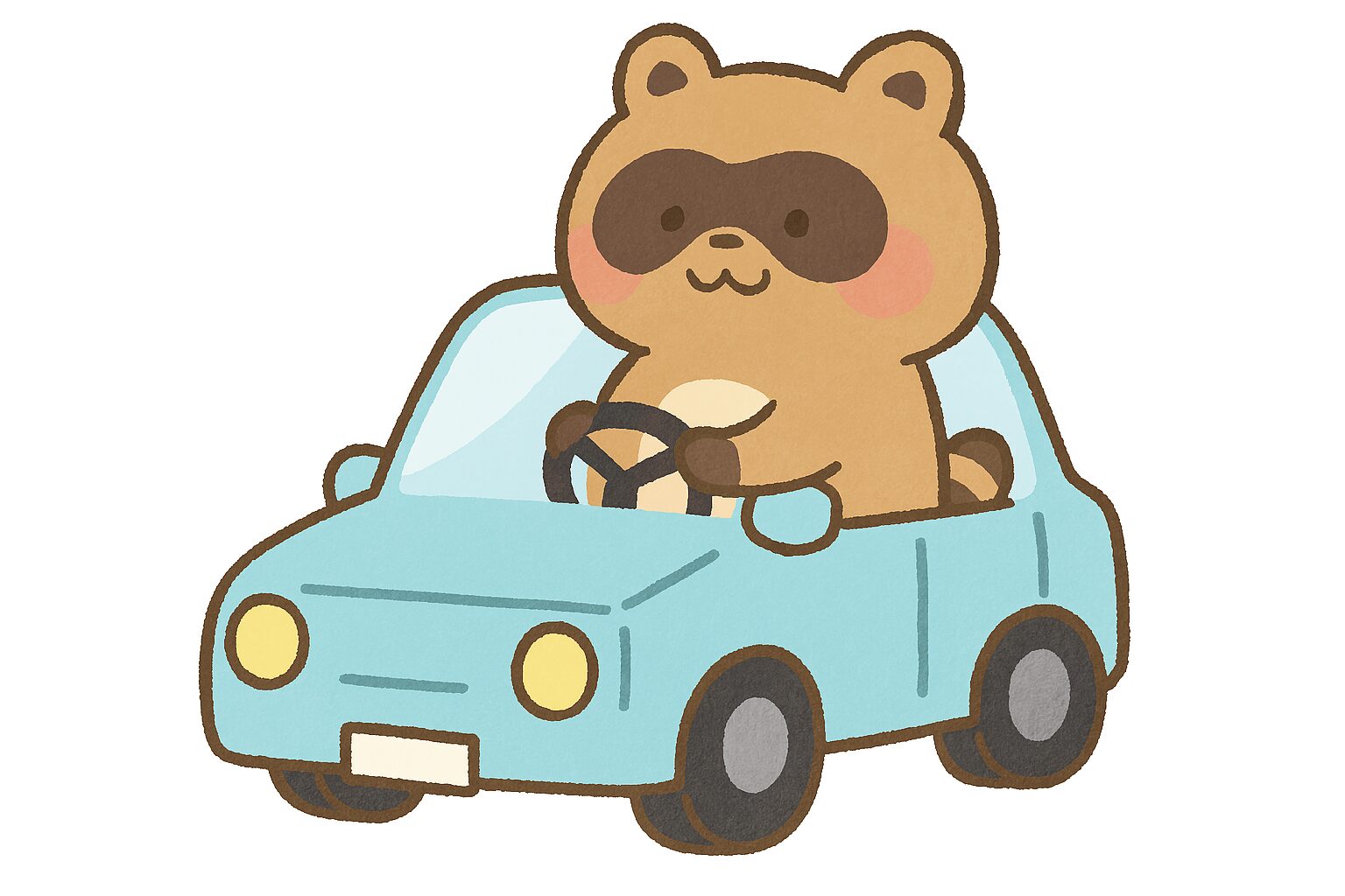 車に乗るたぬき