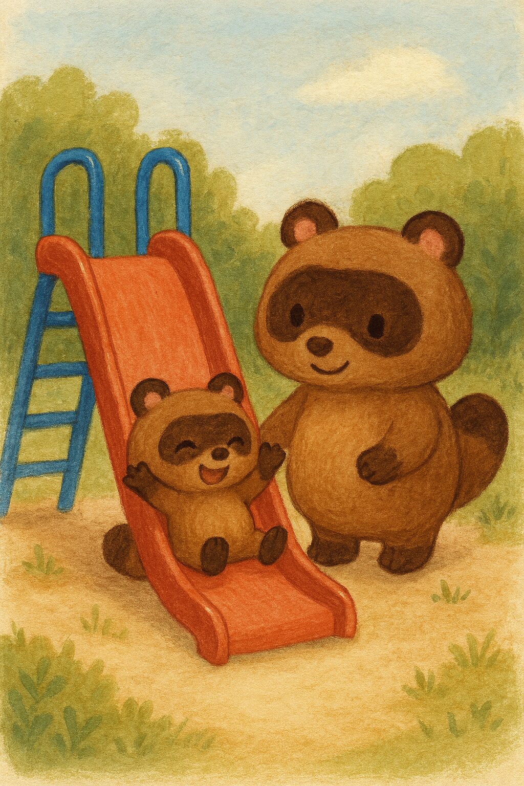 滑り台とたぬきち