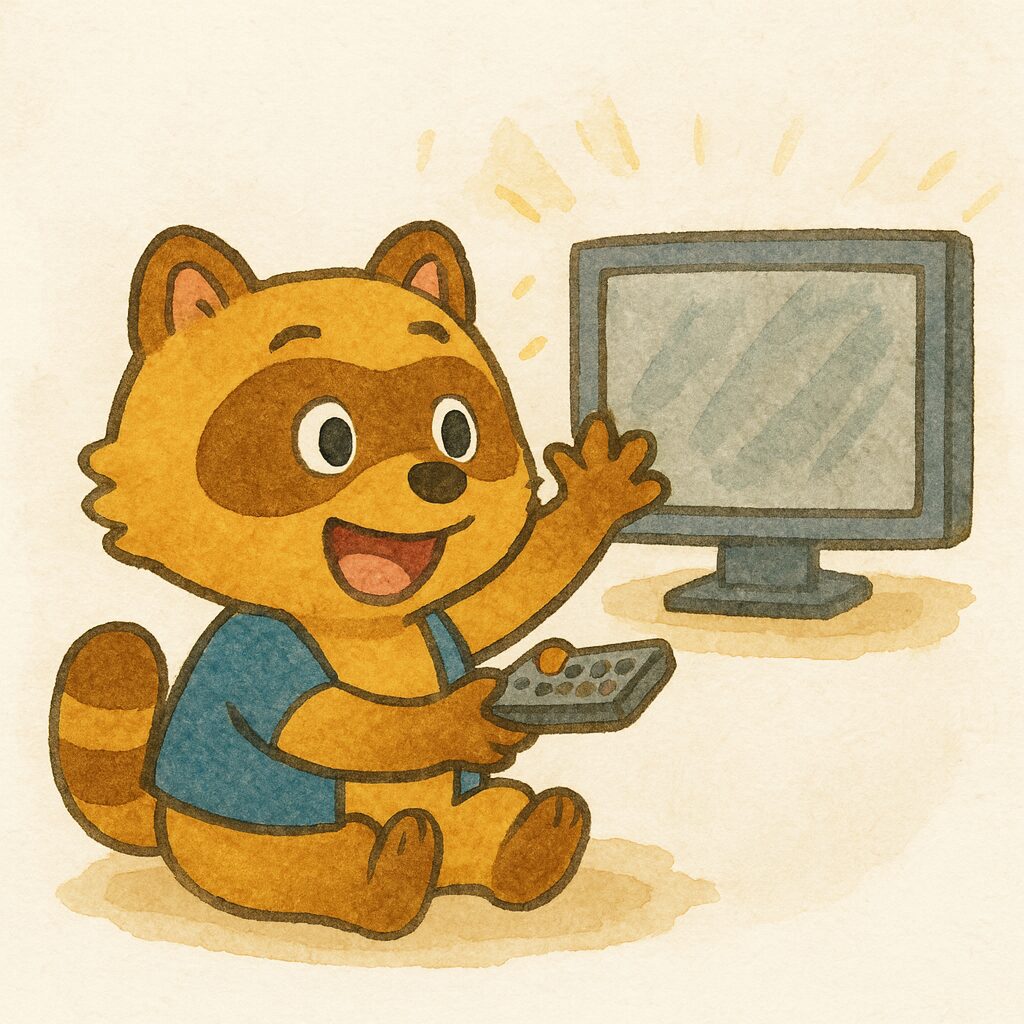 ショップチャンネルを見るたぬき